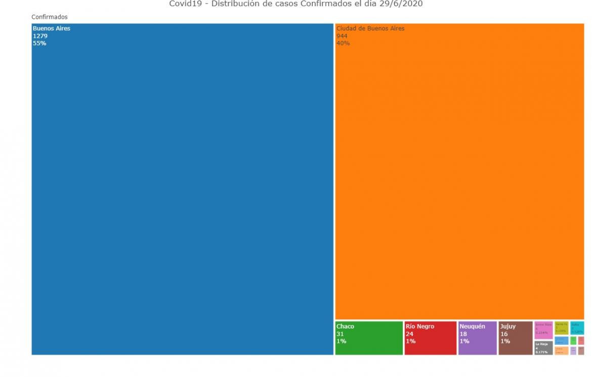 Gráficos sobre coronavirus en Argentina al 29 de junio de 2020