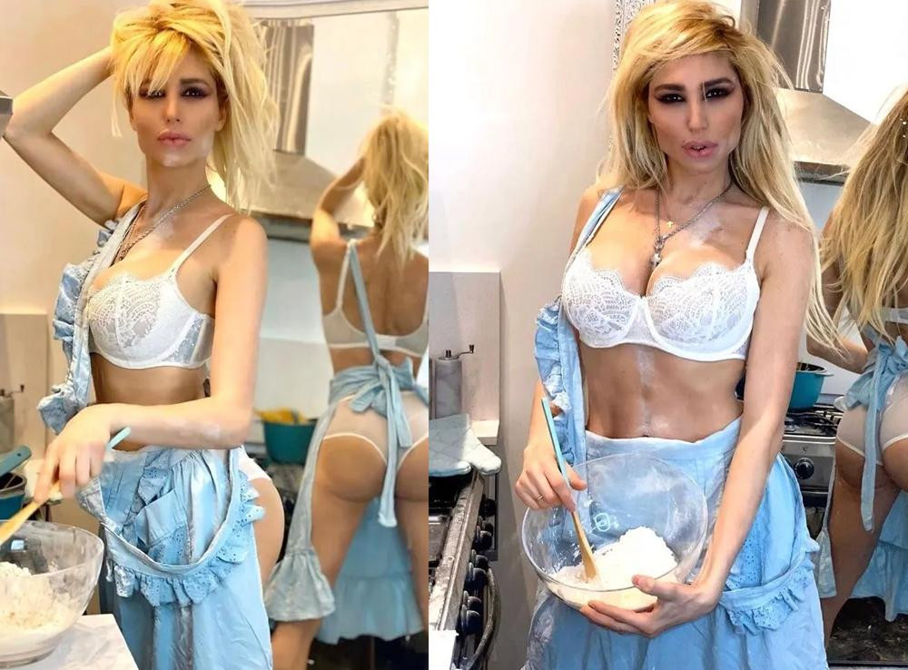 Vicky Xipolitakis, cocinera hot, prendió fuego Instagram con poca ropa en la cocina	