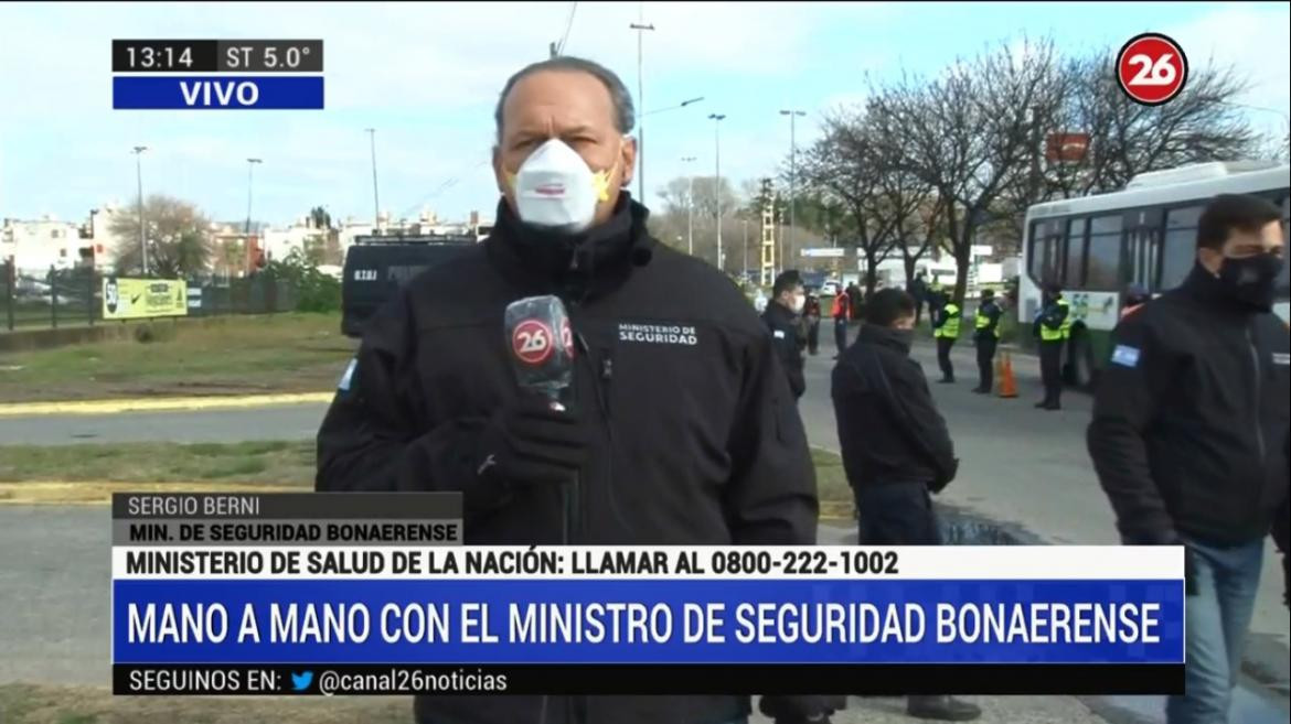 Berni en controles por cuarentena, Canal 26	