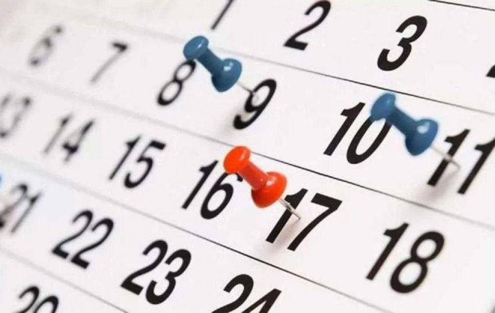 Feriados, días no laborables, calendario