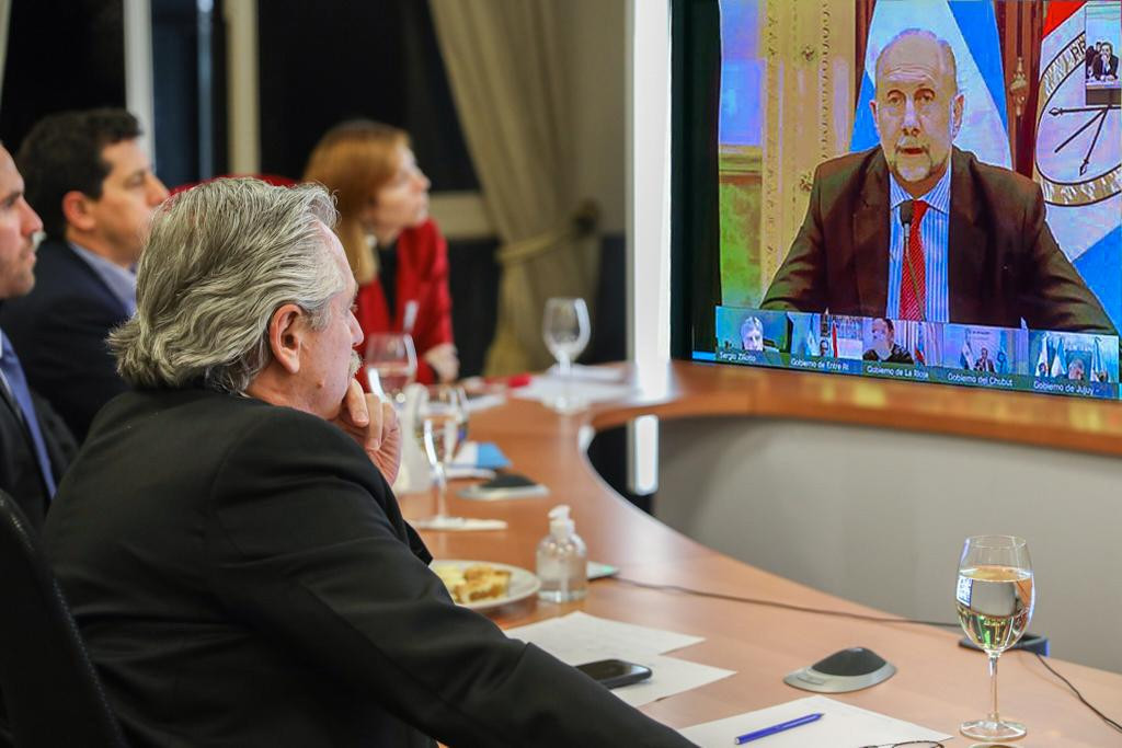 Alberto Fernández, presidente, teleconferencia con gobernadores, NA