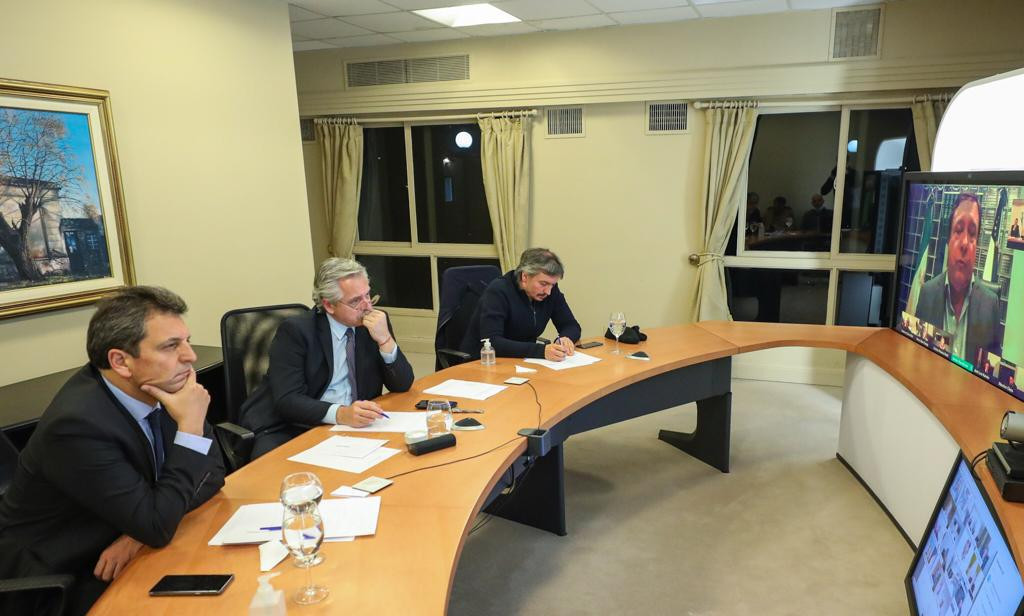 Reunión de Alberto Fernández con miembros de Juntos por el Cambio, videoconferencia en Olivos