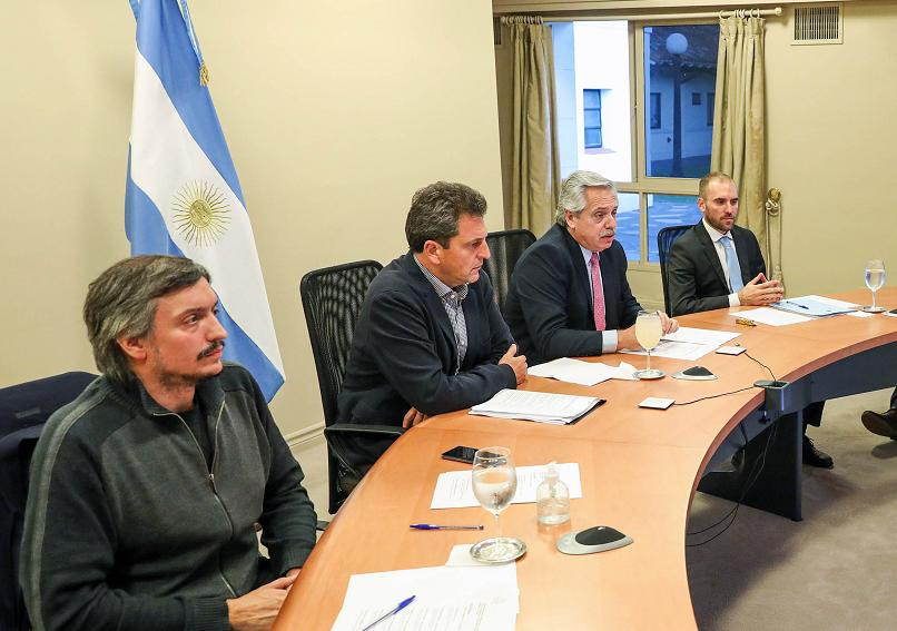 Alberto Fernández, Sergio Massa y Máximo Kirchner, NA