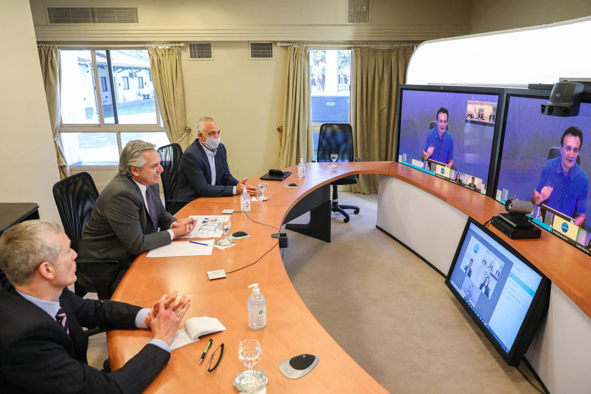 Alberto Fernández junto al CEO de AstraZeneca Pascal Soriot, vacuna, NA