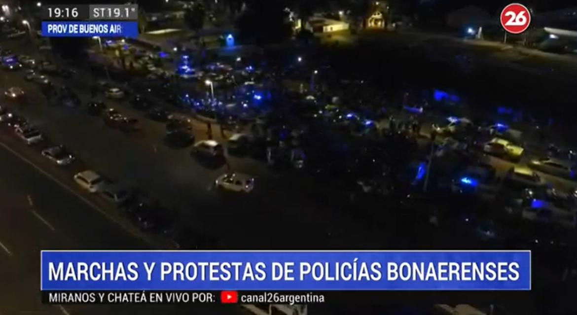 Protesta y reclamos de la Policía bonaerense, CANAL 26