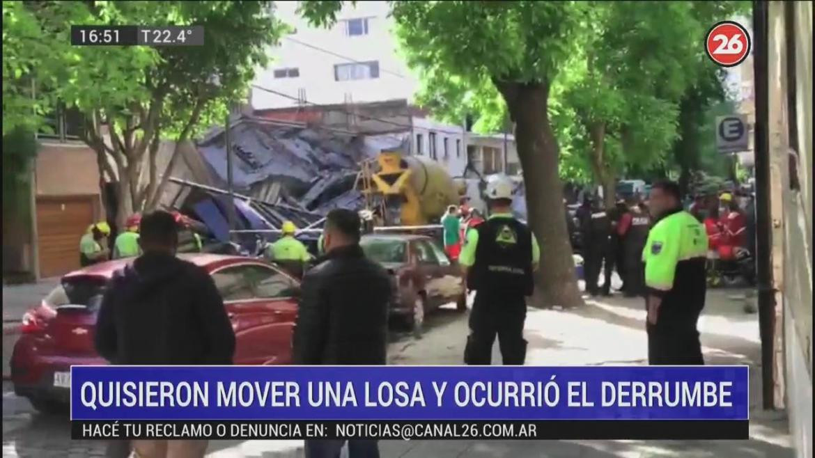 Derrumbe en obra en construcción en Belgrano, CANAL 26	