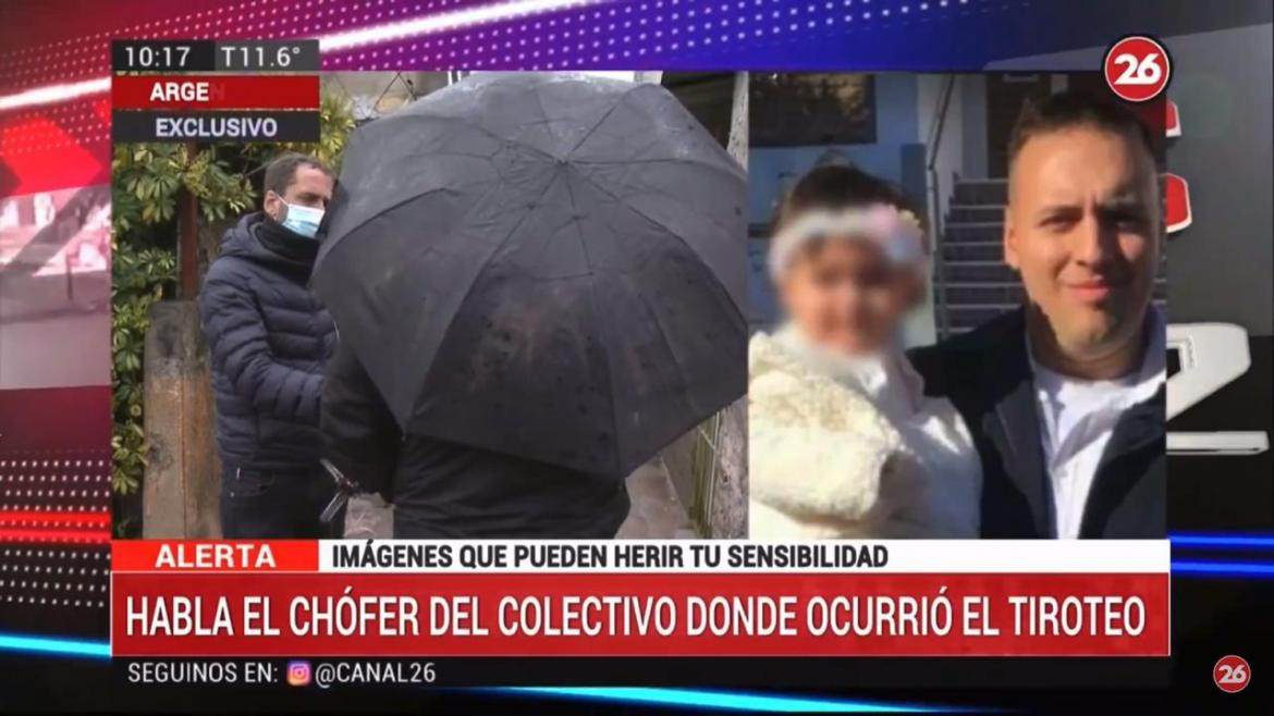 Móvil chófer del colectivo donde falleció el policía, CANAL 26