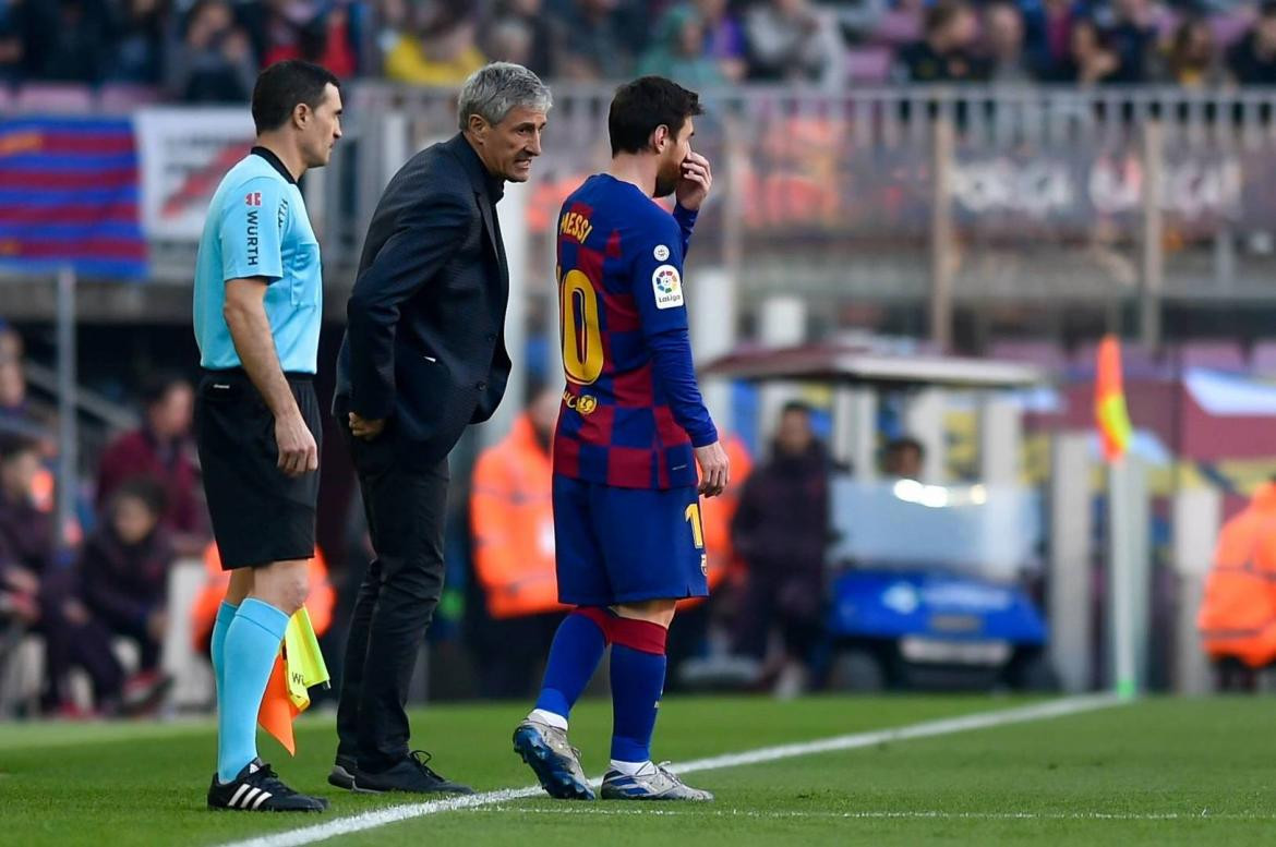 Messi y Setien en el Barcelona