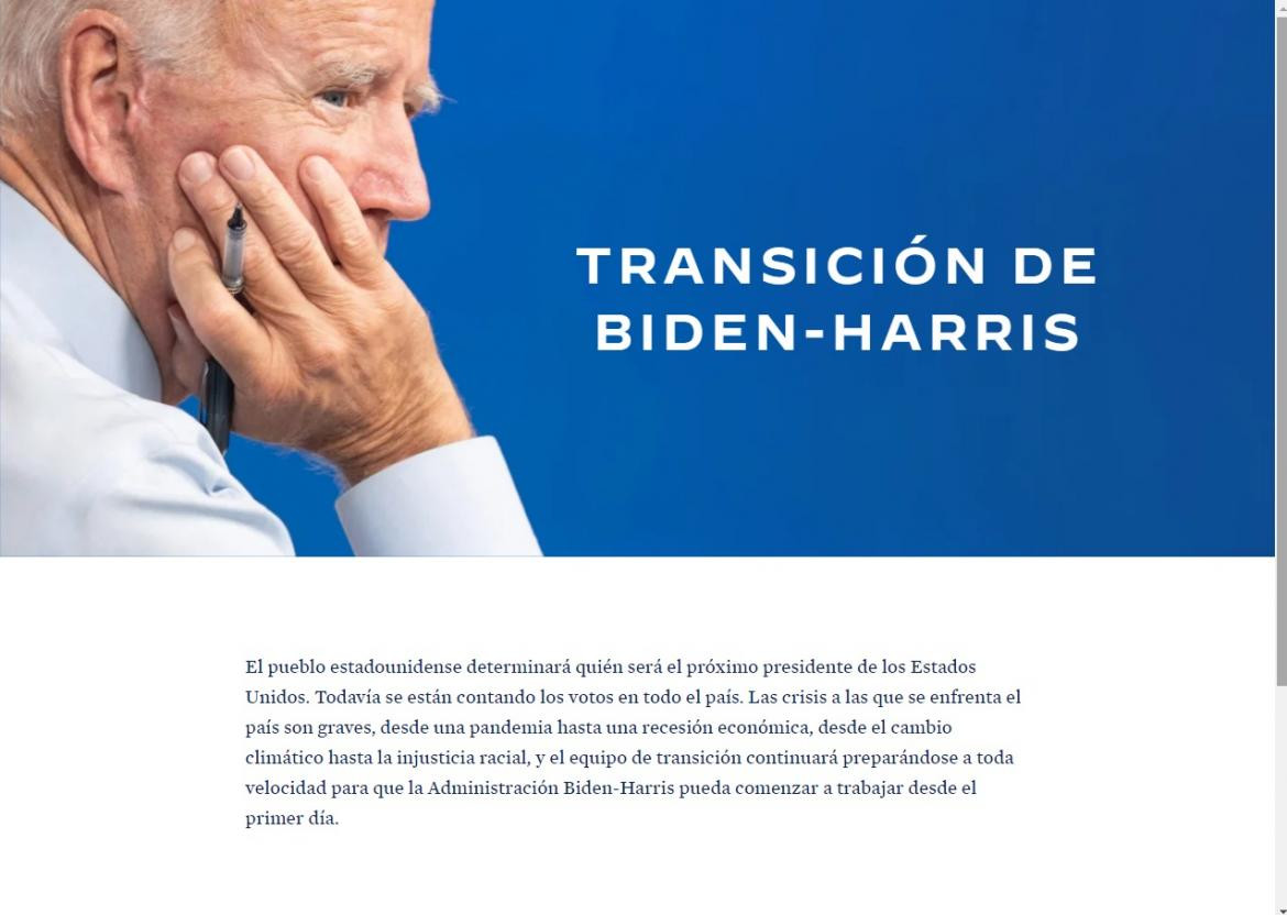 Web transición Biden - Trump