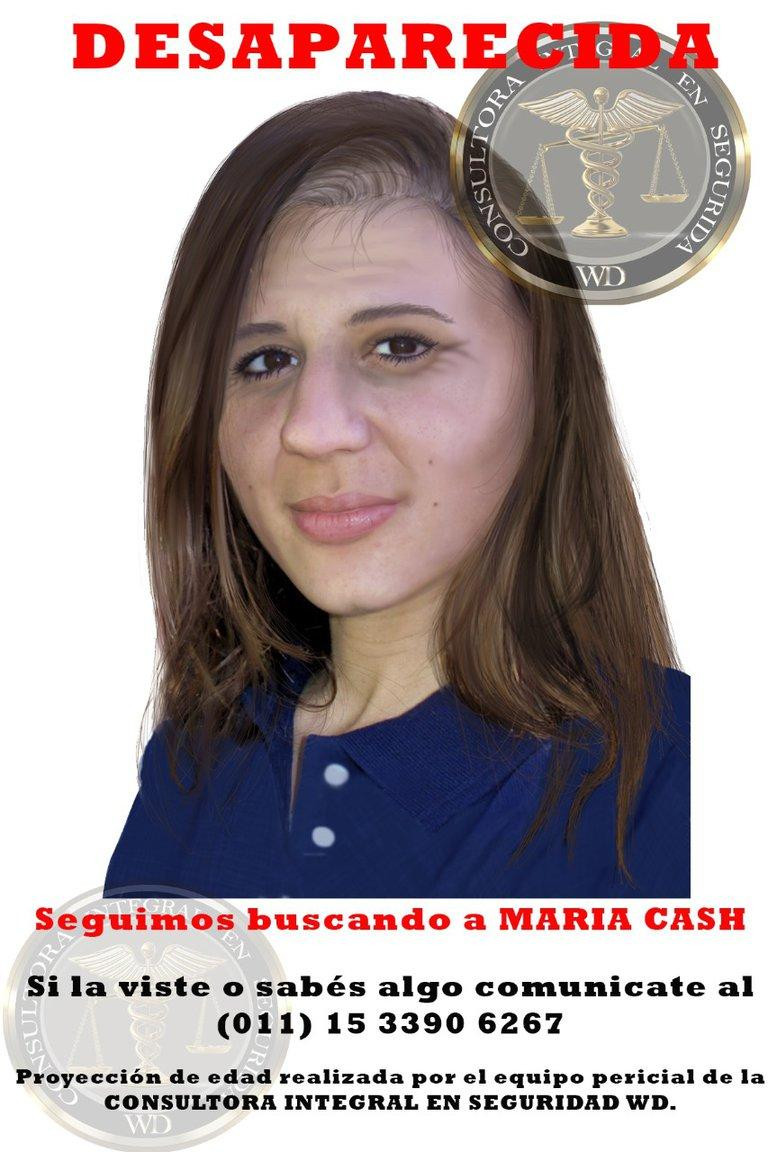 Difundieron imagen actualizada de María Cash, es un dibujo de proyección de edad pedido por su familia