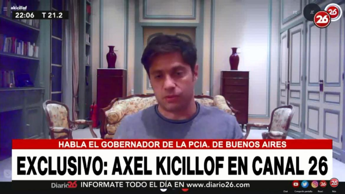 Axel Kicillof, gobernador de Provincia de Buenos Aires, Canal 26