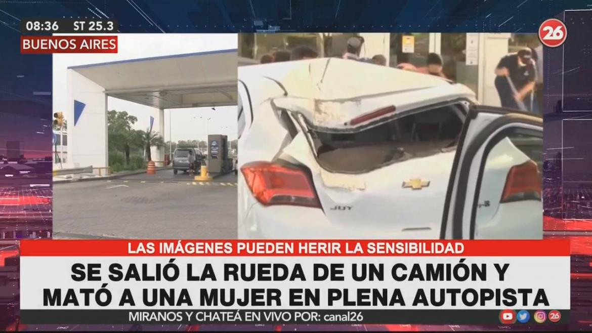 Se desprendió una rueda de auxilio y mató a una mujer en una estación de servicio