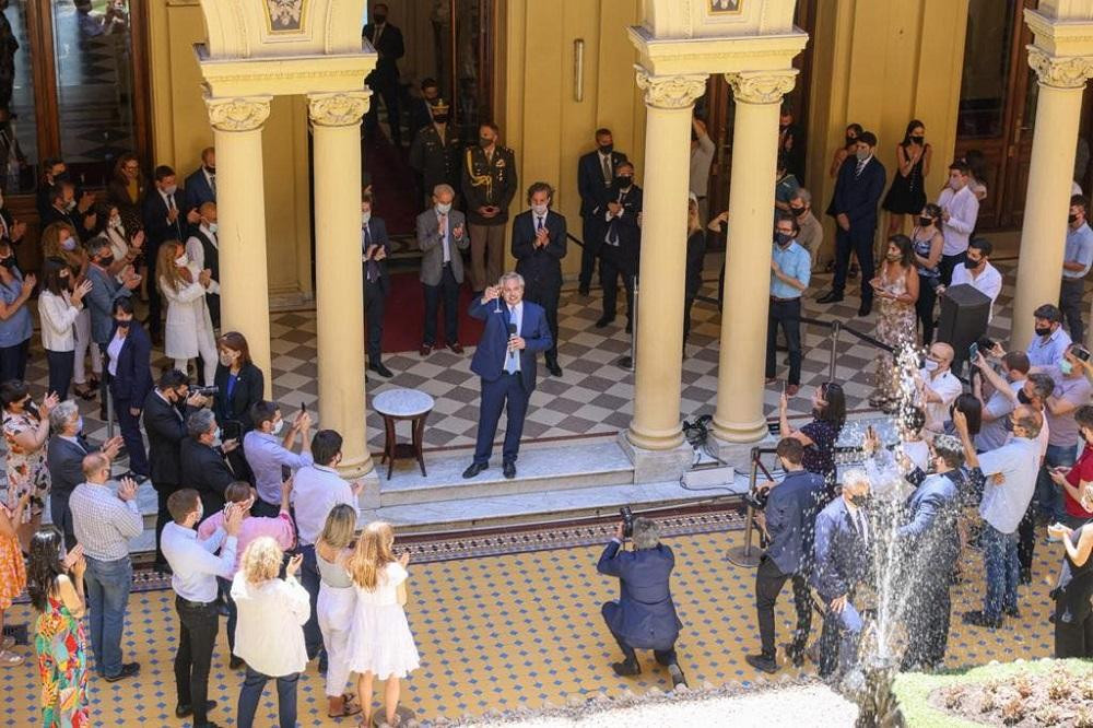 Brindis fin de año en Casa Rosada.