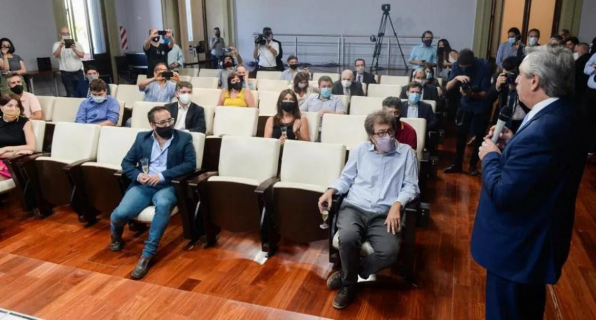 Alberto Fernández mantuvo un diálogo informal con periodistas en Casa Rosada, foto Presidencia