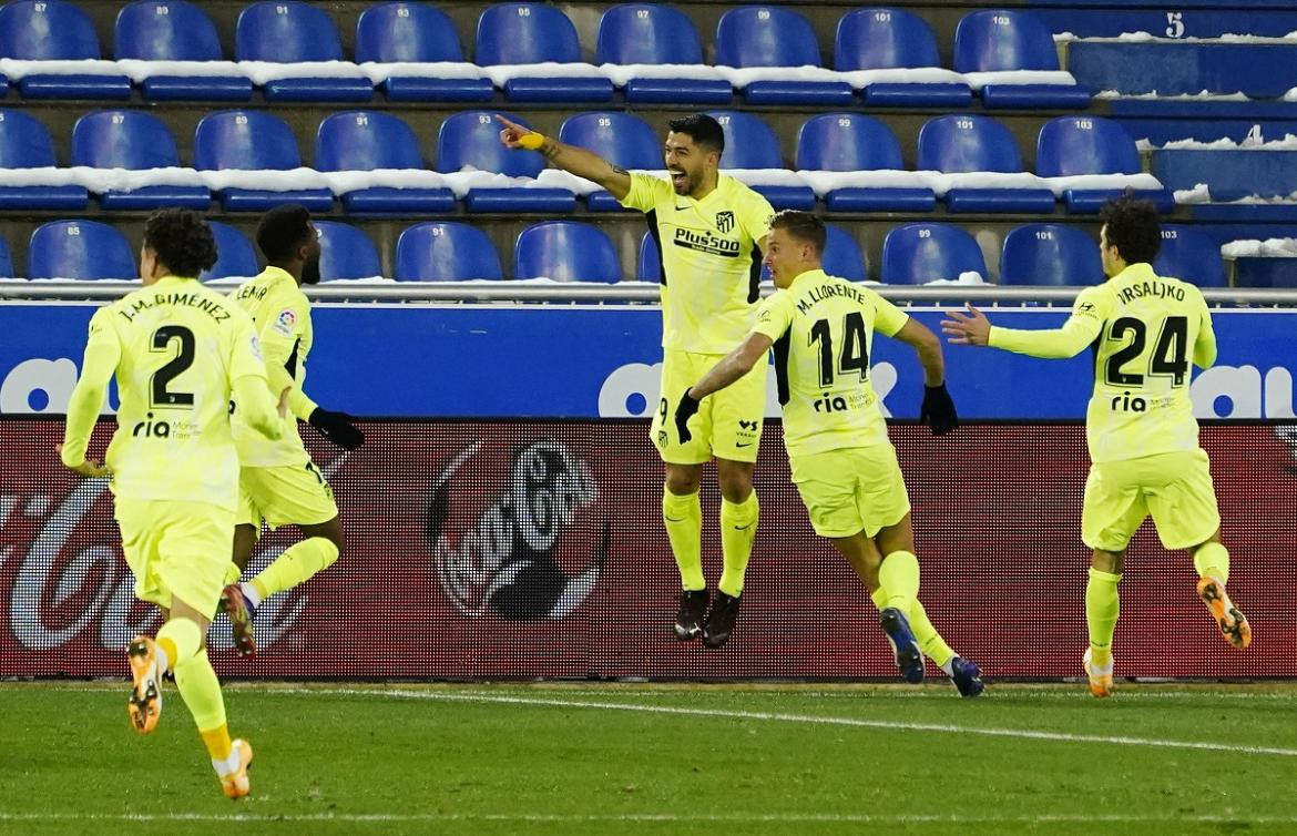 Luis Suárez, festejo de gol, Atlético Madrid, foto Reuters