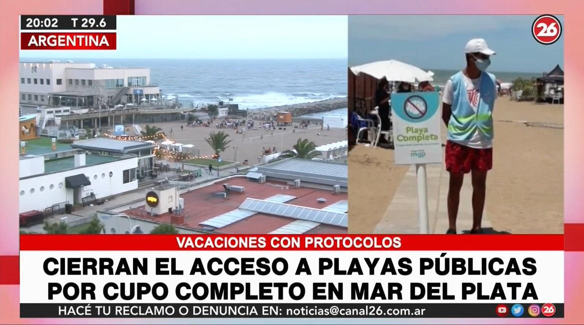 Cierre de playas en Mar del Plata, Canal 26