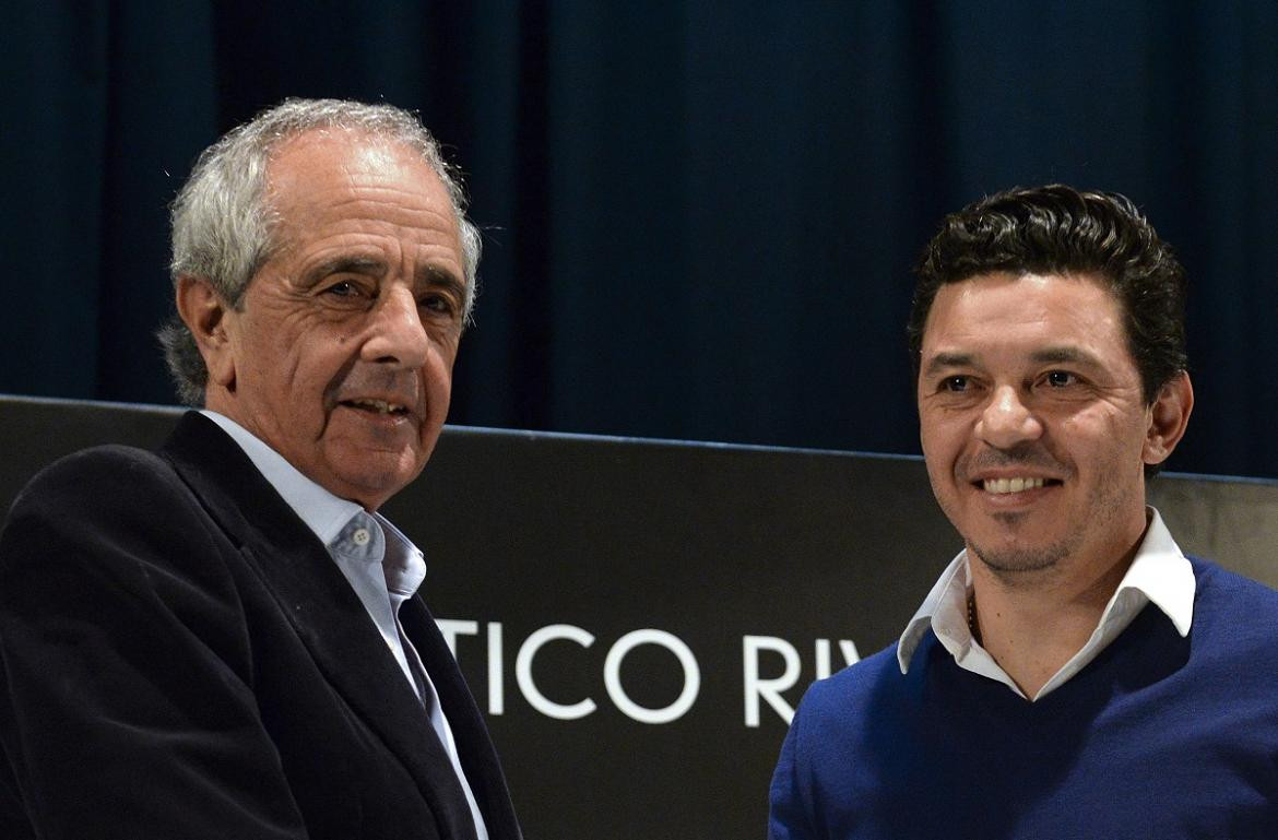 Rodolfo D Onofrio, presidente de River Plate, Marcelo Gallardo, DT de River Plate, NA