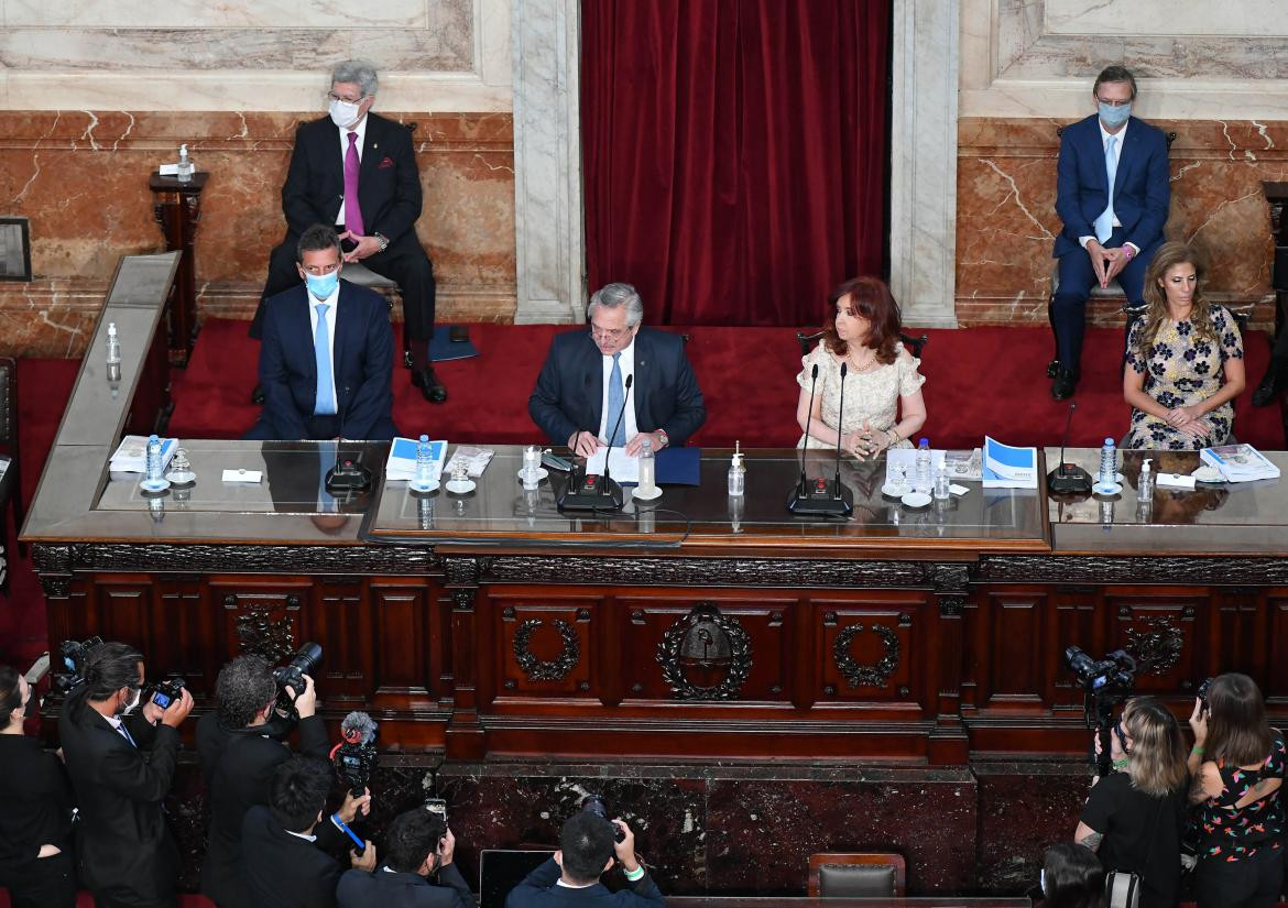 Sesiones ordinarias en pandemia 2021, Sergio Massa, Alberto Fernández y Cristina Fernández de Kirchner, NA