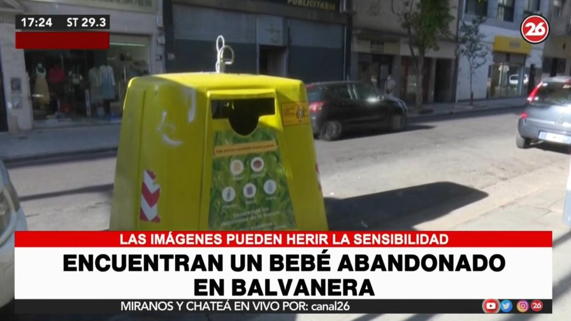 Encontraron bebé abandonado en contenedor de basura, canal 26