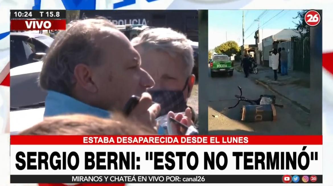 Sergio Berni, hallazgo de Maia, Canal 26