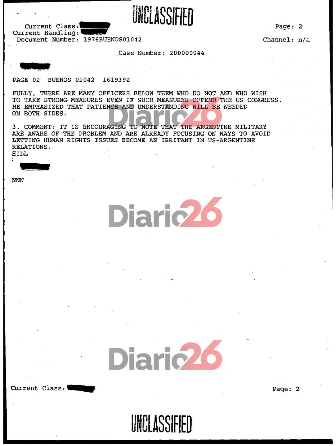 24 de marzo de 1976, golpe militar, dictadura militar en Argentina, documentos de Estados Unidos