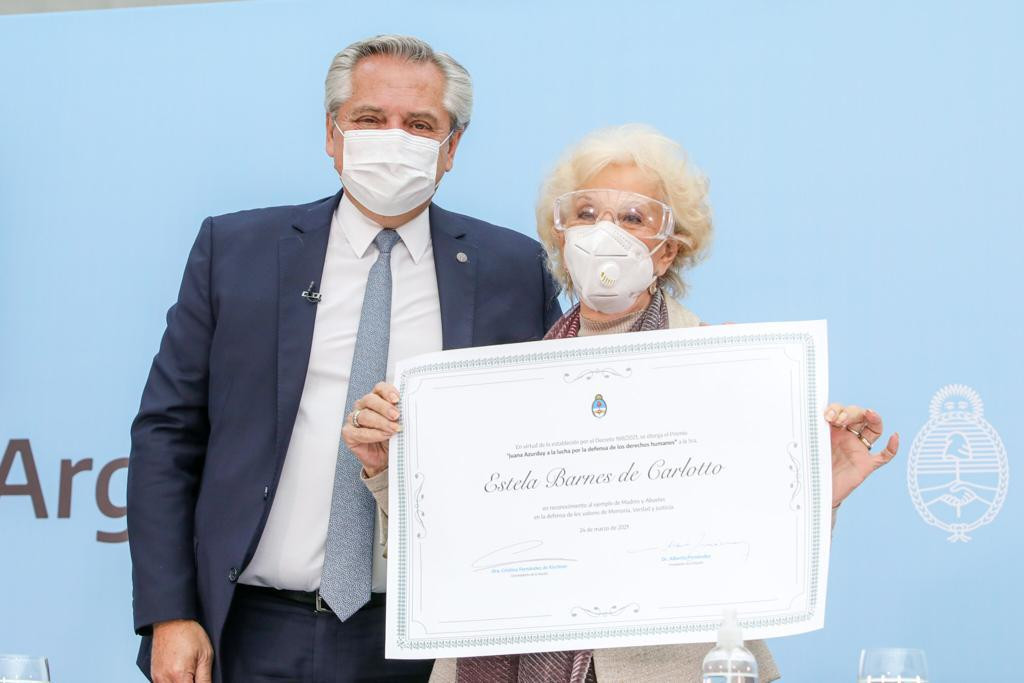 Alberto Fernández junto a Estela de Carlotto, Presidencia