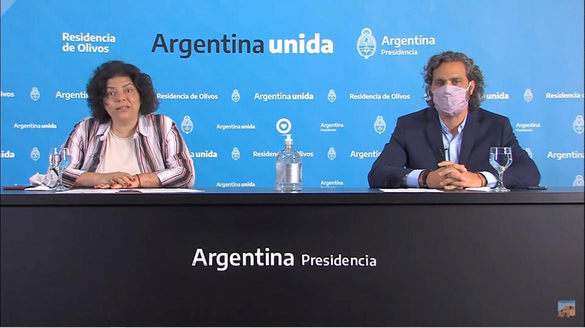 Santiago Cafiero, y la ministra de Salud, Carla Vizzotti,