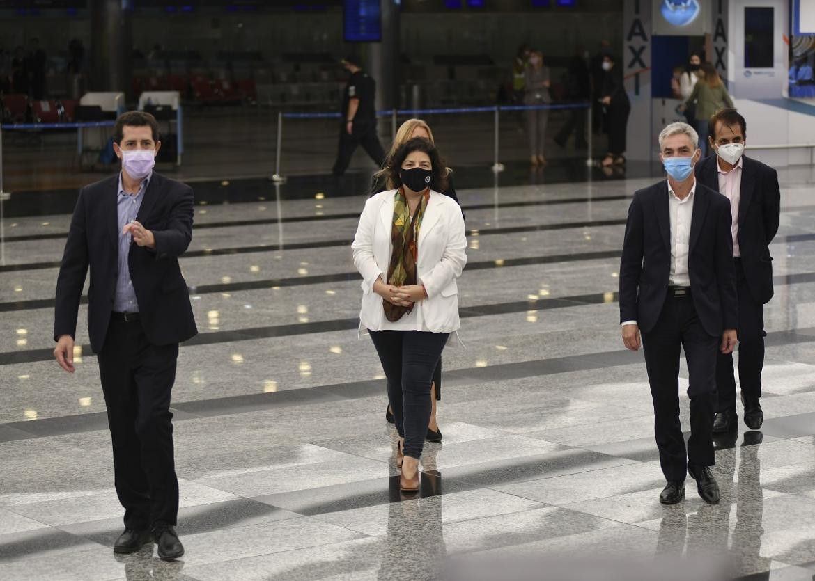 De Pedro, Vizzotti y Meoni en Ezeiza, NA