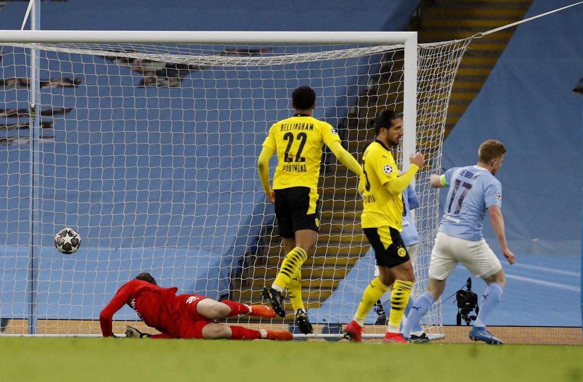 Festejo del Manchester City ante el Borussia Dortmund por Champions League, REUTERS