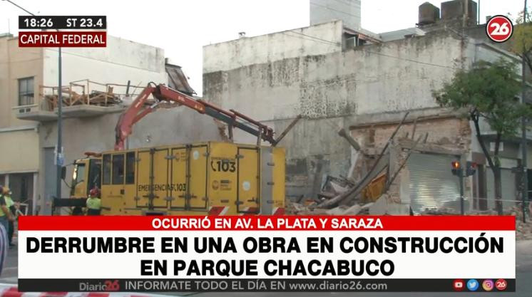 Derrumbe en una obra en construcción en Parque Chacabuco, CANAL 26