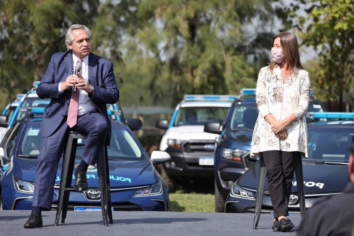 Acto de Alberto Fernández junto a Sabina Frederic, AGENCIA NA