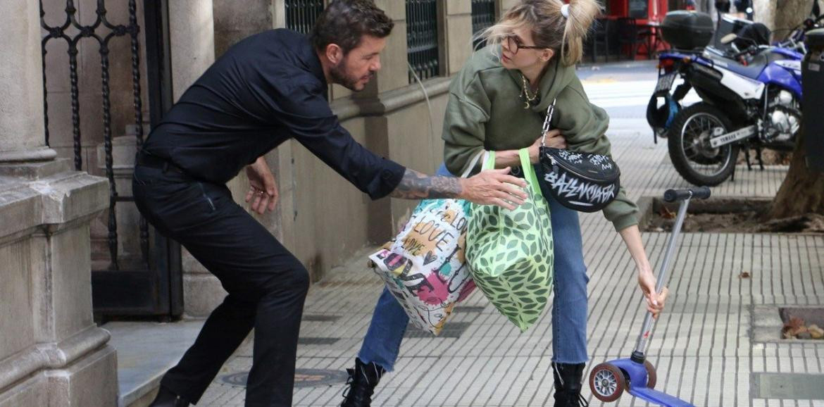 Marcelo Tinelli y Guillermina Valdés, grabando la apertura de ShowMatch. Foto Movilpress.