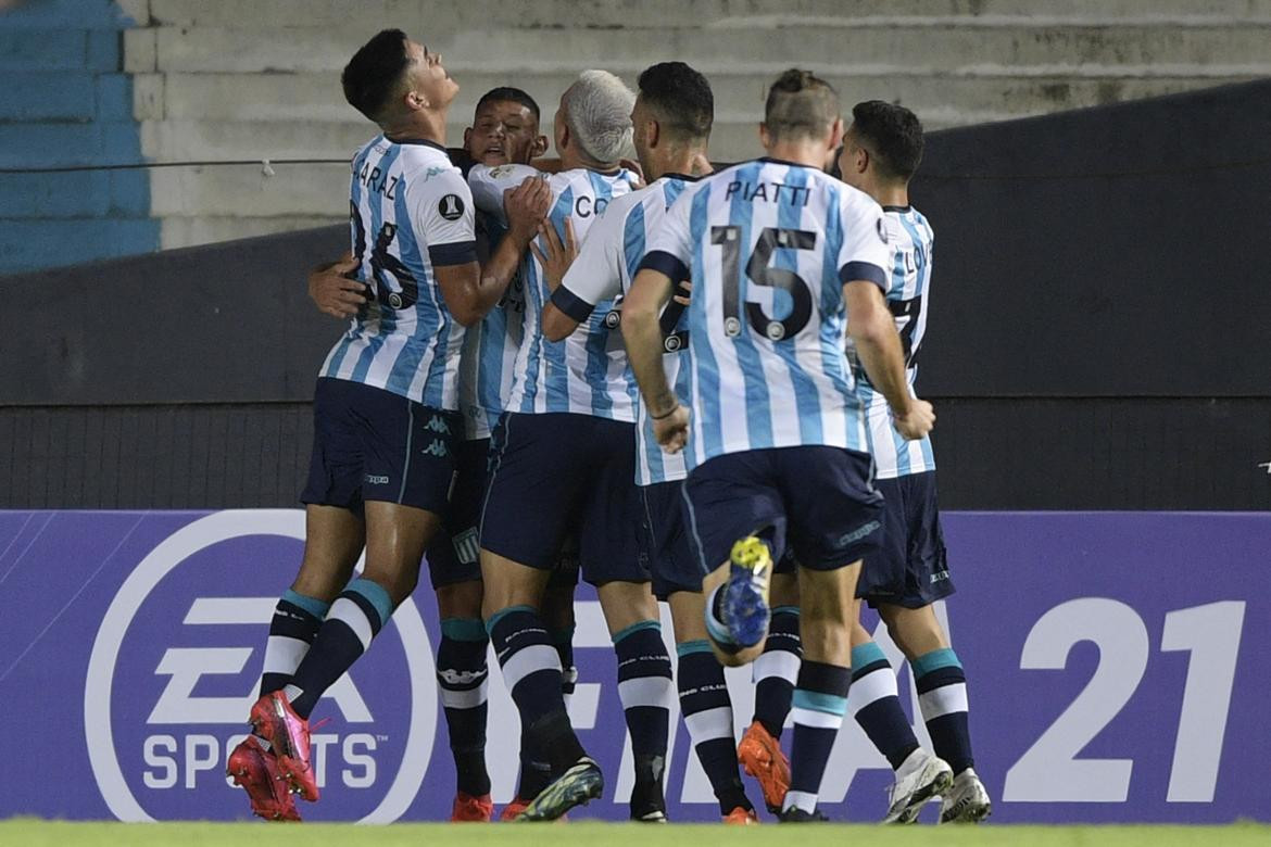 Festejo de Racing ante Sporting Cristal por la Copa Libertadores