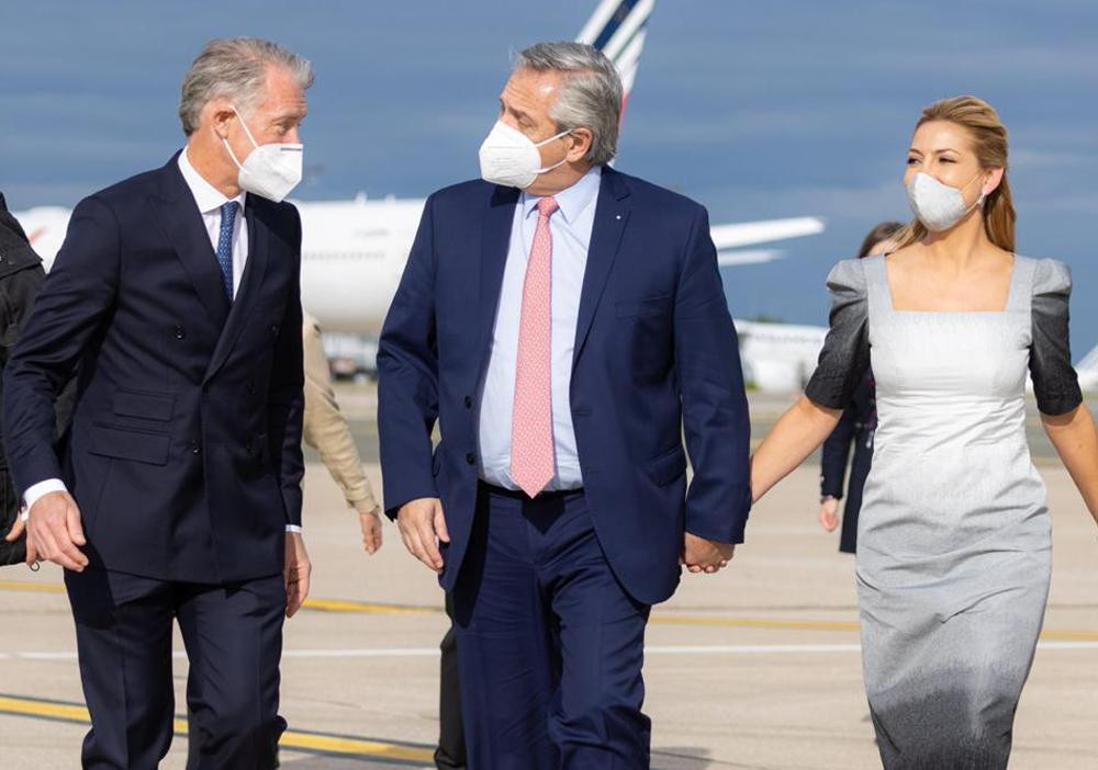 Alberto Fernández, presidente de Argentina, llegada a Francia, foto NA