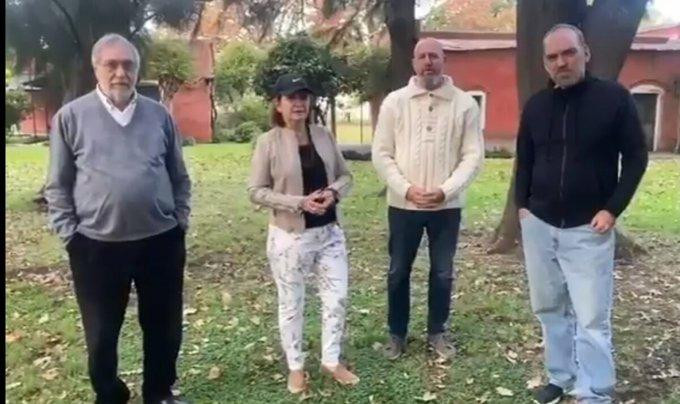 Patricia Bullrich, Waldo Wolff, Ricardo Bransoni y Fernando Iglesias, en la previa a la reunión de la mesa nacional de Juntos por el Cambio