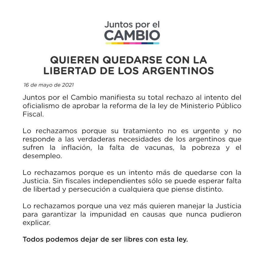 Juntos por el Cambio contra la reforma de la Procuración