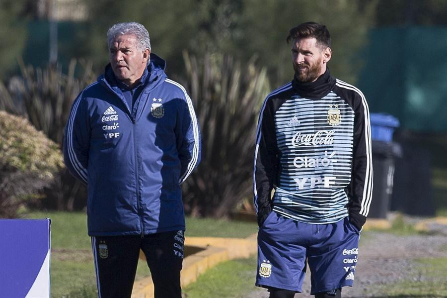 Messi en Argentino en el predio de la AFA