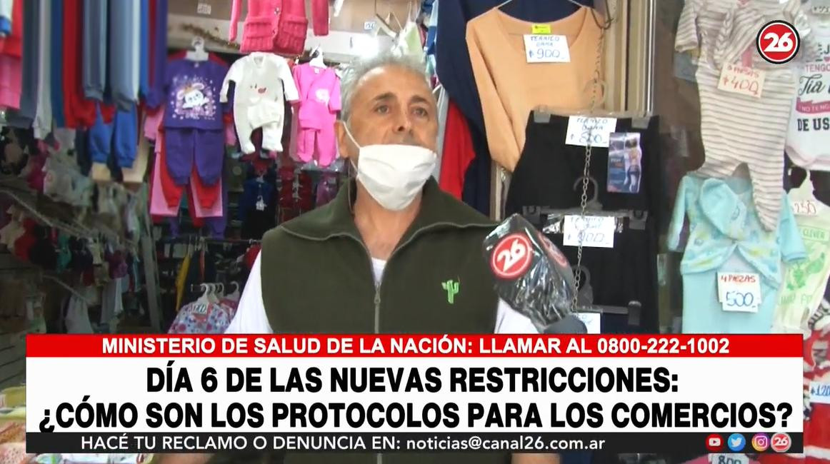 Comerciante y su queja por las restricciones, Canal 26.