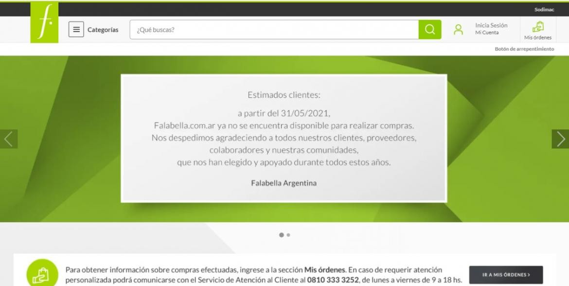 Falabella, mensaje por venta online