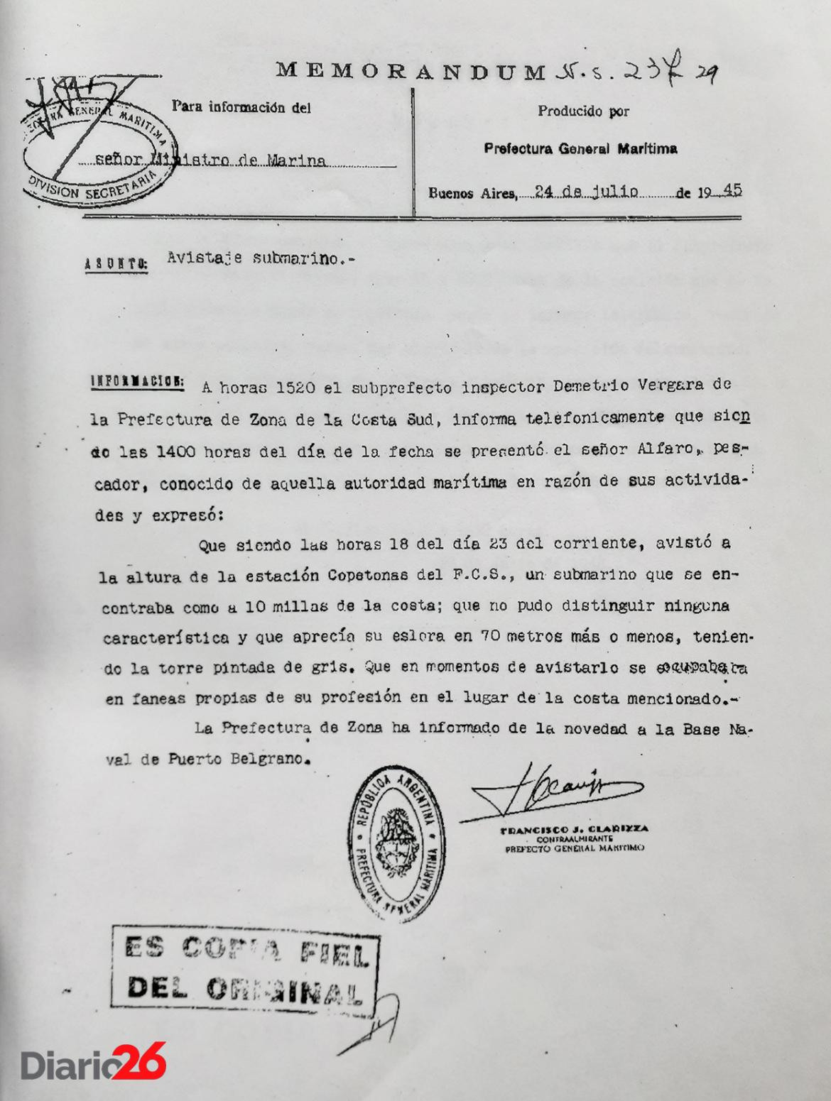 Submarinos nazis en la Argentina - 24 de julio de 1945