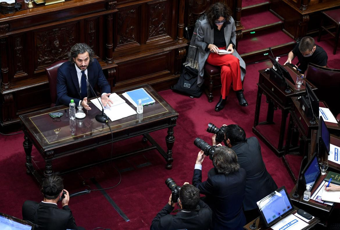 Santiago Cafiero durante su informe de Gestión. NA