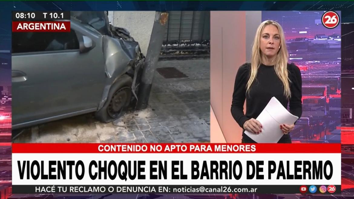 VIolento choque en Palermo, Canal 26