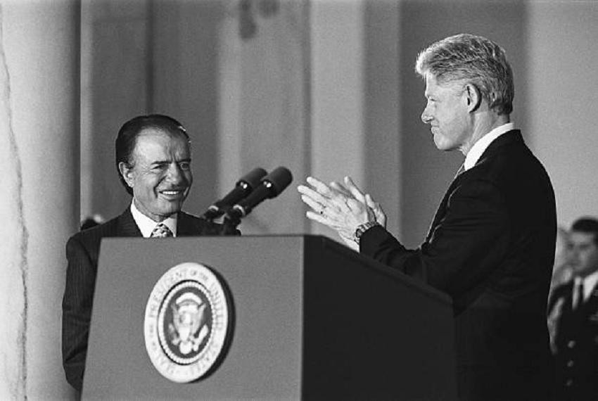 El Presidente Clinton recibe al presidente Menem en la Casa Blanca, el 11 de enero de 1999