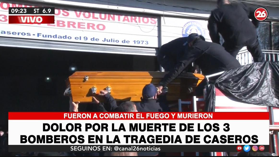 Profundo dolor en despedida de los tres bomberos muertos tras voraz incendio en Caseros	