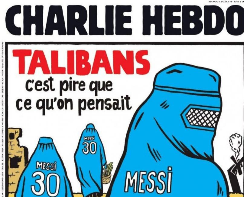 Tapa de Charlie Hebdo con Messi y los talibanes