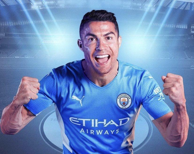 Cristiano Ronaldo con la camiseta del Manchester City