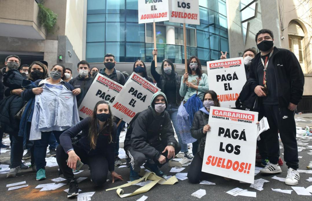 Protesta de empleados de Garbarino, Foto: NA.