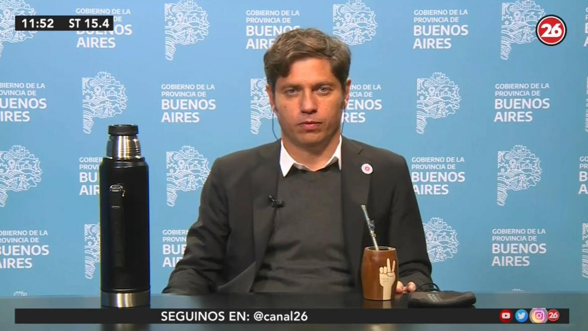 Axel Kicillof, gobernador de la provincia de Buenos Aires, Canal 26