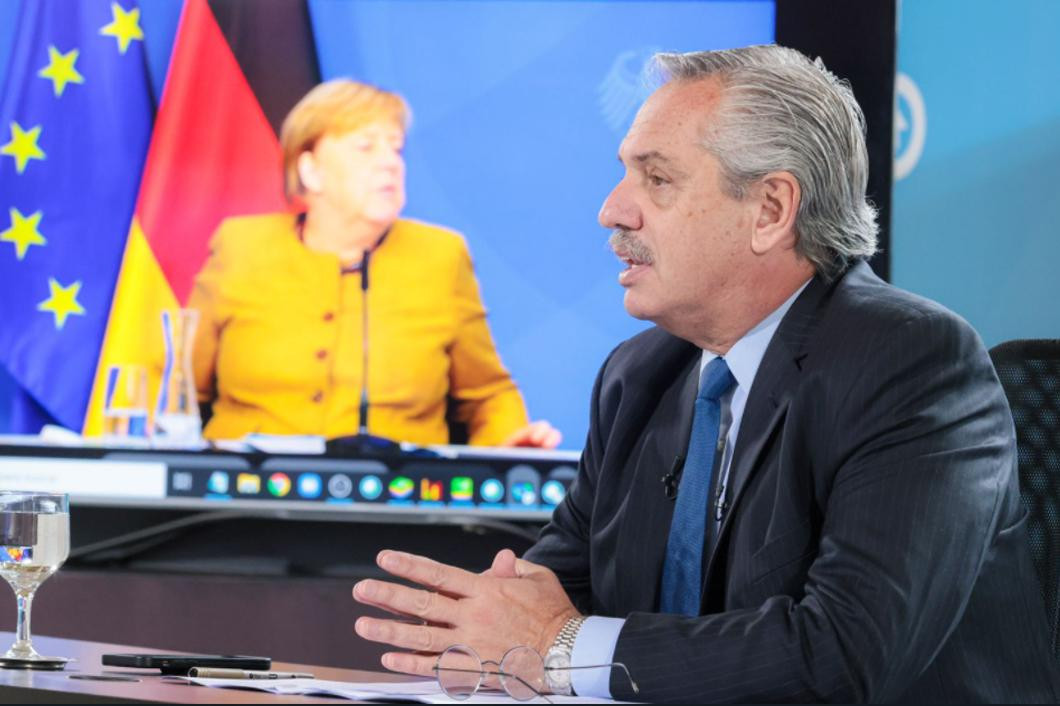 Alberto Fernández, Angela Merkel, G20, Foto Presidencia