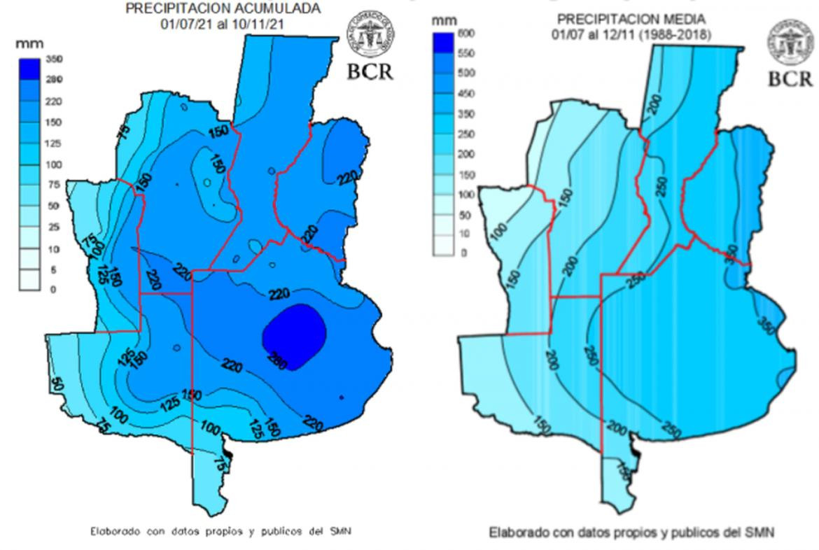 Las lluvias están sobre la media de los últimos 30 años en Córdoba, a pesar de la situación preocupante que hay en otras zonas del país. (Fuente: BCR)